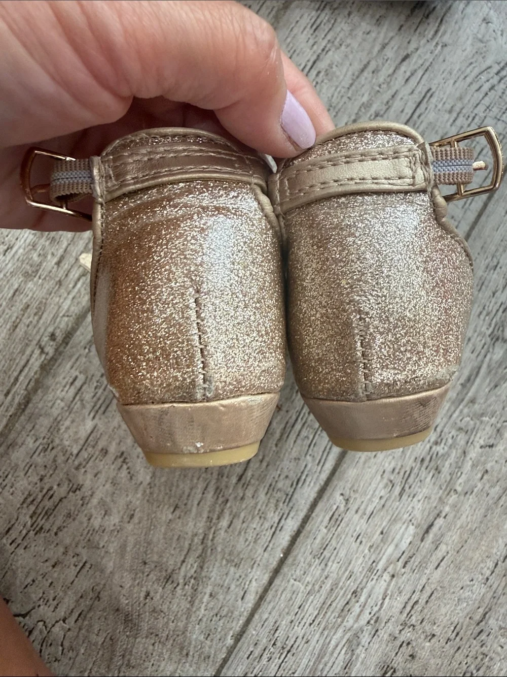 Disney Girls' Glitter Ankle-Strap Ballet small heel princess costume gold size 7
